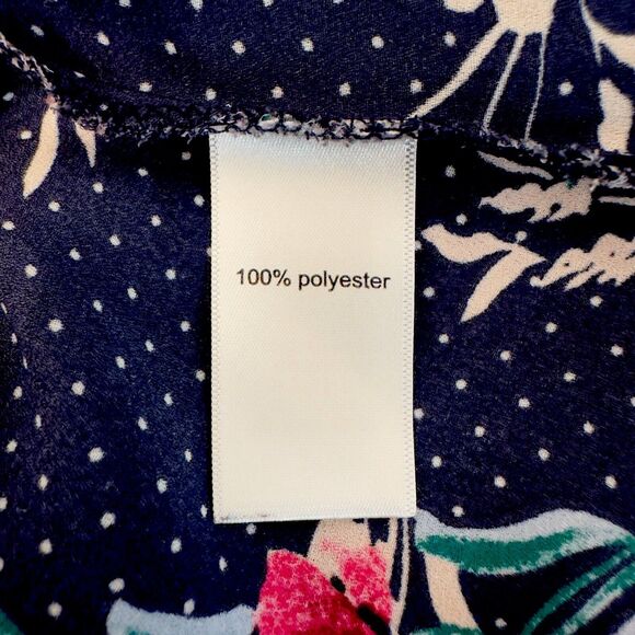 Maurices Plus Size 1 Blue Polka Dot Floral 3/4 Tab Sleeve Blouse Quarter Zip‎ - Picture 8 of 9